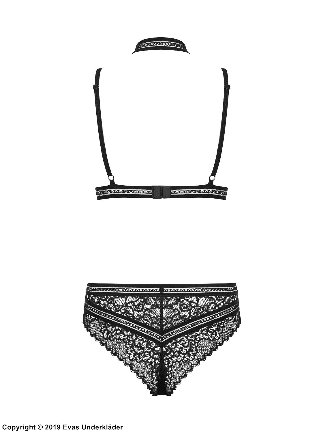 Sexy Dessous-Teddy, Spitze, Halsband